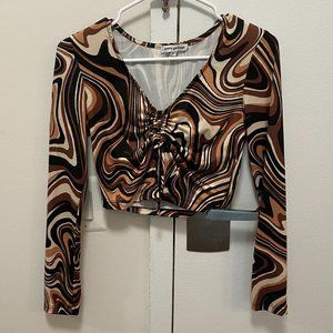 Brown Swirl Long Sleeve Top